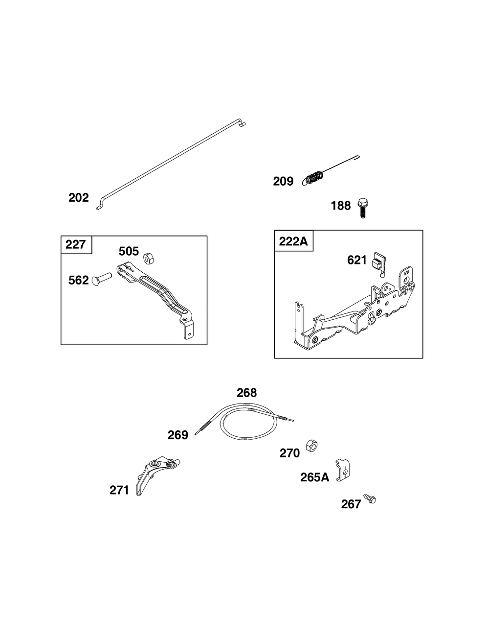 Controls Group Diagram and Parts List for 104M02-0212-H5 100000 - 19Z999 Briggs and Stratton Engine